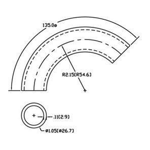 Aluminum Flush-Weld 135<span>°</span> Elbow with 1-5/8