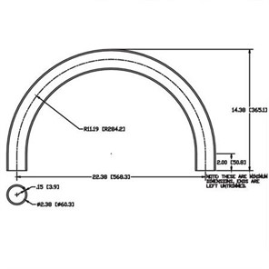 Aluminum Bent Flush-Weld 180<span>°</span> Elbow w/ 2 Untrimmed Tangents, 10