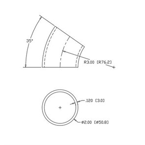 Aluminum Flush-Weld 35<span>°</span> Elbow with 2