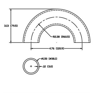 Aluminum Flush-Weld 180<span>°</span> Elbow with 1-5/8