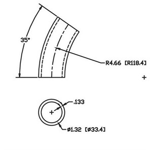 Aluminum Flush-Weld 35<span>°</span> Elbow with 4