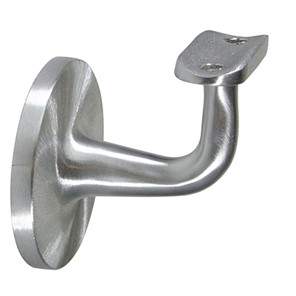 Satin Aluminum Style D Wall Mount Handrail Bracket with One 3/8-16 Tapped Hole, 2-1/2