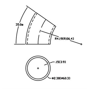 Aluminum Flush-Weld 35<span>°</span> Elbow with 3