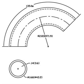 Aluminum Flush-Weld 135<span>°</span> Elbow with 2