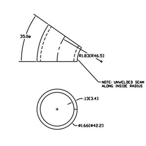Aluminum Flush-Weld 35<span>°</span> Elbow with 1