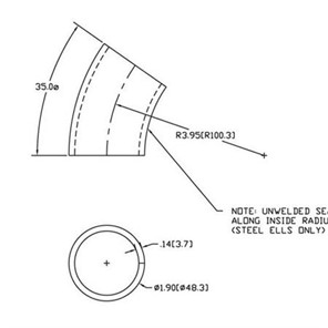Aluminum Flush-Weld 35<span>°</span> Elbow with 3
