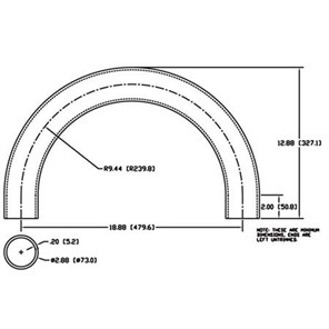 Aluminum Bent Flush-Weld 180<span>°</span> Elbow w/ 2 Untrimmed Tangents, 8