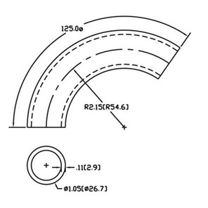 Aluminum Flush-Weld 125<span>°</span> Elbow with 1-5/8