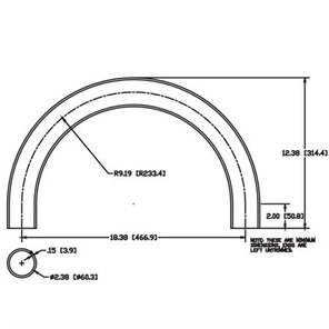 Aluminum Bent Flush-Weld 180<span>°</span> Elbow w/ 2 Untrimmed Tangents, 8