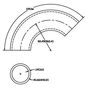 Aluminum Flush-Weld 135<span>°</span> Elbow with 1-5/8