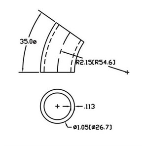 Aluminum Flush-Weld 35<span>°</span> Elbow with 1-5/8