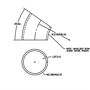 Aluminum Flush-Weld 35<span>°</span> Elbow with 2