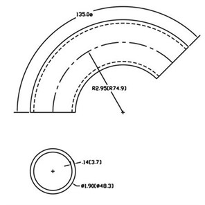Aluminum Flush-Weld 135<span>°</span> Elbow with 2