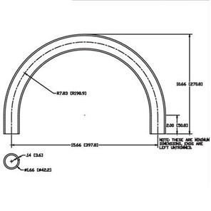 Aluminum Bent Flush-Weld 180<span>°</span> Elbow w/ 2 Untrimmed Tangents, 7
