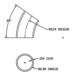 Aluminum Flush-Weld 35<span>°</span> Elbow with 4
