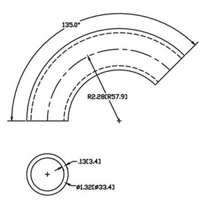 Aluminum Flush-Weld 135<span>°</span> Elbow with 1-5/8