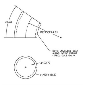 Aluminum Flush-Weld 35<span>°</span> Elbow with 2