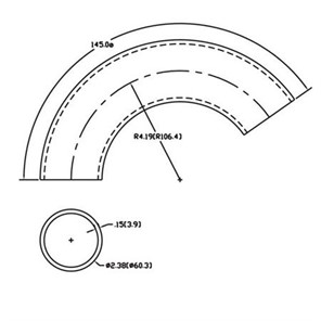 Aluminum Flush-Weld 145<span>°</span> Elbow with 3
