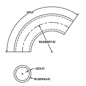 Aluminum Flush-Weld 125<span>°</span> Elbow with 1-5/8