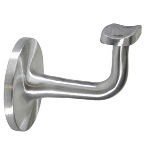 Satin Aluminum Style D Wall Mount Handrail Bracket with One 3/8-16 Tapped Hole, 3-1/4