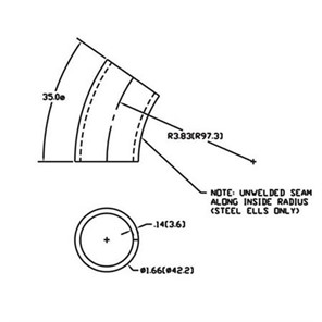 Aluminum Flush-Weld 35<span>°</span> Elbow with 3