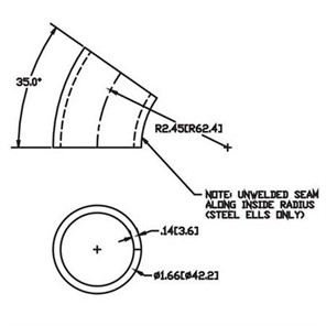 Aluminum Flush-Weld 35<span>°</span> Elbow 1-5/8