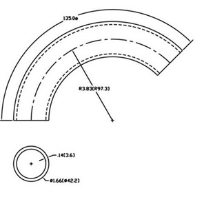 Aluminum Bent, Flush-Weld 135<span>°</span> Elbow with 3