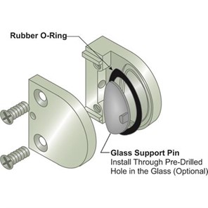 Lavi GlassGrip<span>™</span> Polished Stainless Steel Flat Post Mount Glass Clip