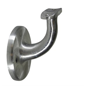 Satin Aluminum Style U Wall Mount Handrail Bracket with Two Mounting Holes, 2-1/2