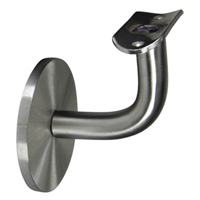 304 Satin Stainless Assembled Wall Mount Bar Bracket with One 3/8-16 Tapped Hole, 2-1/2