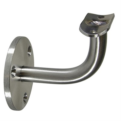 316 Satin Stainless Assembled Wall Mount Bar Bracket with Three Mounting Holes, 3-1/4