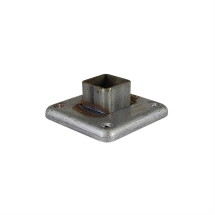 Steel Socket Flange for 1.25" Square Tube with 3" Square Base with Four Countersunk Holes 8908