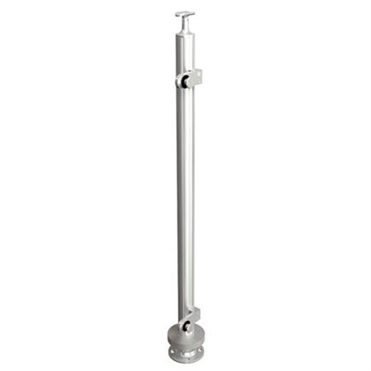 Brushed Stainless Steel Legato Round End Post with Single Flat Arm, Surface Mount LG31942DESM.4
