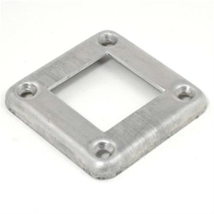 Aluminum Flush Base for 2" Square Tube with 3.75" Square Base with Four Countersunk Holes 8800