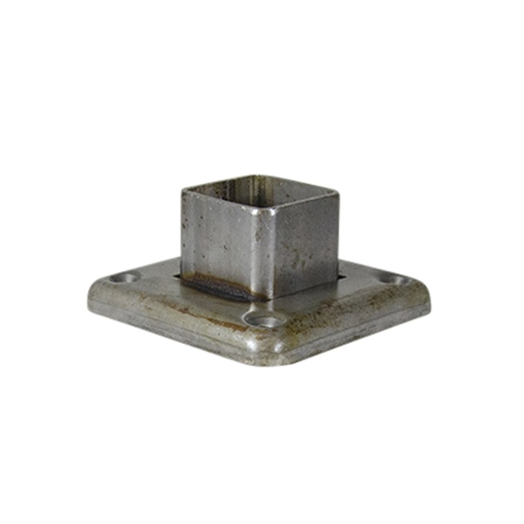 Steel Socket Flange for 1.50" Square Tube with 3" Square Base with Four Mntg. Holes and Set Screw 8917