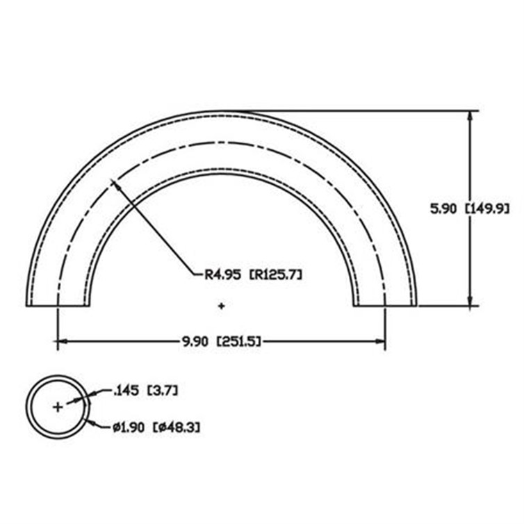 Stainless Steel Flush-Weld 180? Elbow with 4" Inside Radius for 1-1/2" Pipe 5688