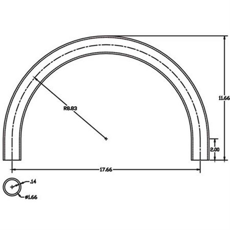 Steel Flush-Weld 180? Elbow with Two 2" Tangents, 8" Inside Radius for 1-1/4" Pipe 7713
