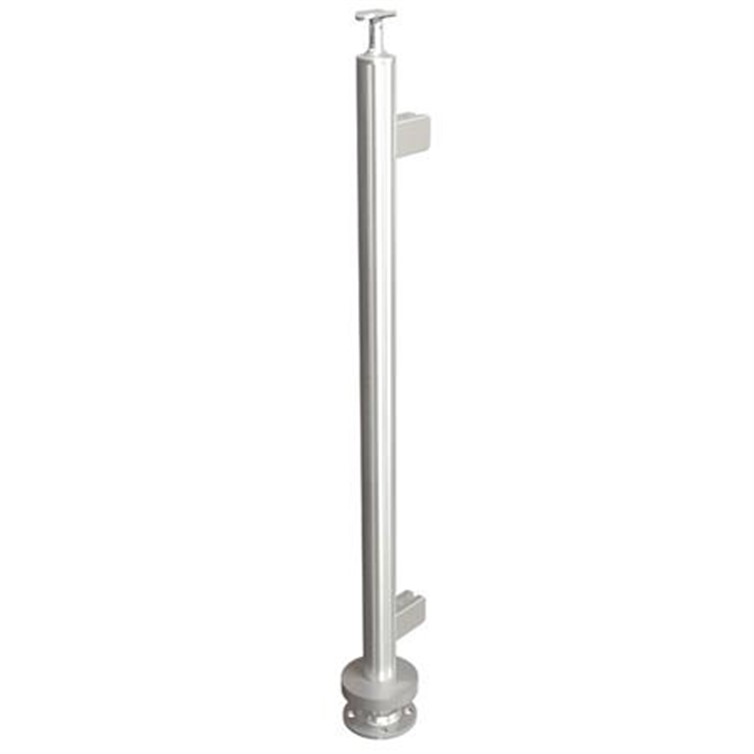 Brushed Stainless Steel Legato Round End Post with Square Clips, Surface Mount LG31942AESM.4