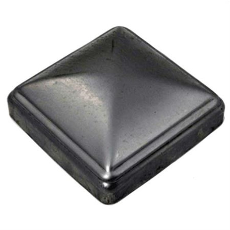 Square, Post Cap, Stainless Steel, 4.00" Diam, Drive-On, Satin, Stamped 5123.4