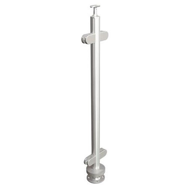 Brushed Stainless Steel Legato Round Mid Post with Round Clips, Surface Mount LG31942BMSM.4