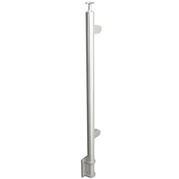 Brushed Stainless Steel Legato Round End Post with Round Clips, Fascia Mount LG31942BEFM.4