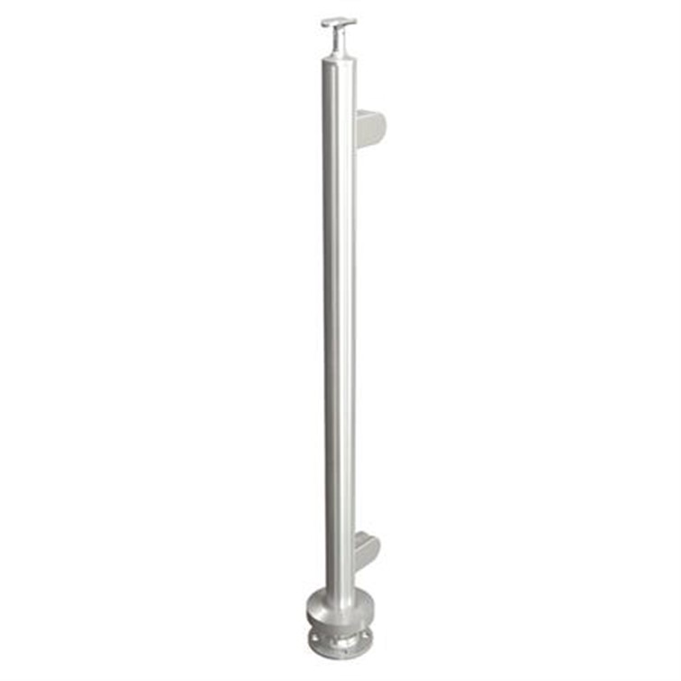 Brushed Stainless Steel Legato Round End Post with Round Clips, Surface Mount LG31942BESM.4