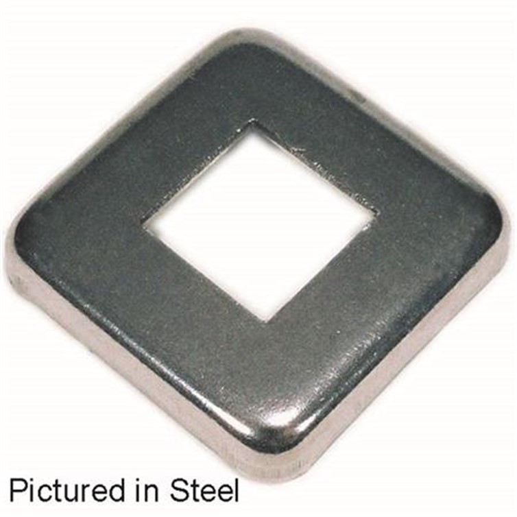 Stainless Steel Flush Base for 1.25" Square Tube with 3" Square Base and Set Screw 8858