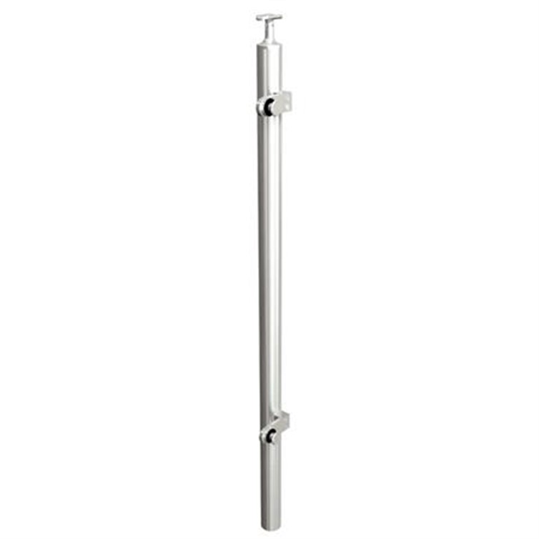Brushed Stainless Steel Legato Round End Post with Single Flat Arm, Embed Mount LG31942DEEM.4