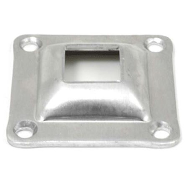 Aluminum Square Flange for 2.50" Square Tube with 5" Square Base and Four Countersunk Holes 8050