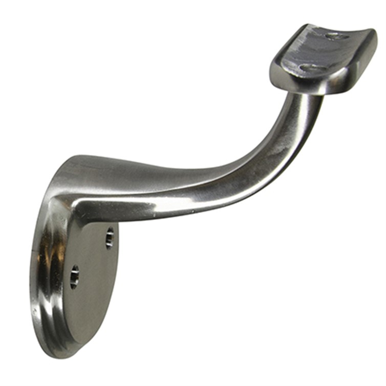 304 Satin Stainless Traditional Wall Mount Handrail Bracket, Round Saddle, 2 Mounting Holes, 3-1/4" 1816-2