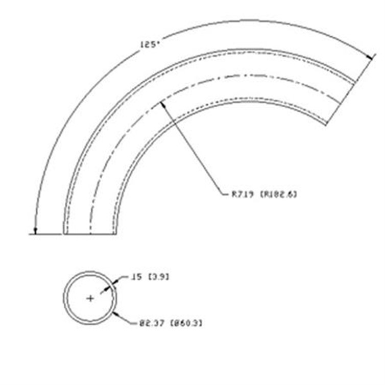 Steel Flush-Weld 125? Elbow with 6" Inside Radius for 2" Pipe 7590