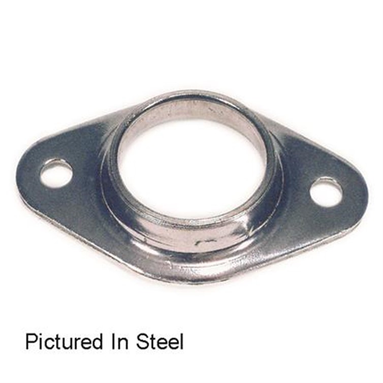 Stainless Steel Tapered Flat Base Flange for 1.25" Pipe or 1.66" Tube with Two Mounting Holes 4871