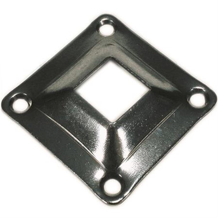 Steel Square Flange for 1" by 1.25" Tube with 5" Square Base and Four Countersunk Holes 8053