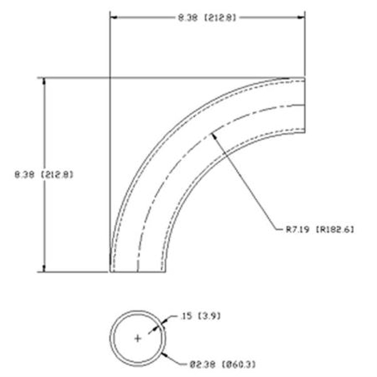 Steel Flush-Weld 90? Elbow with 6" Inside Radius for 2" Pipe 7587